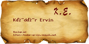 Kádár Ervin névjegykártya