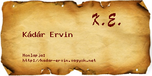 Kádár Ervin névjegykártya